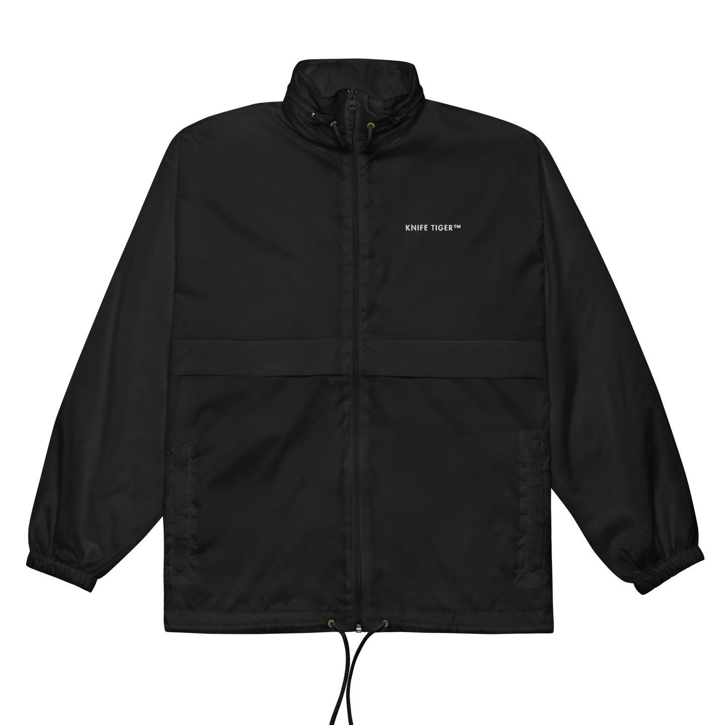 Black chef windbreaker with Knife Tiger embroidered logo on front